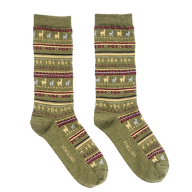 Buy vintage-green Alpaca Print Socks