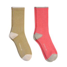 Buy caramel-and-bubblegum Heel Toe Pima Cotton Crew: 2 Pack