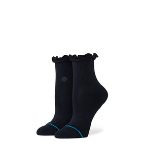 Ruffle Quarter Crew: Black (Women's)