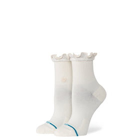 Ruffle Quarter Crew: Ivory (Women's)