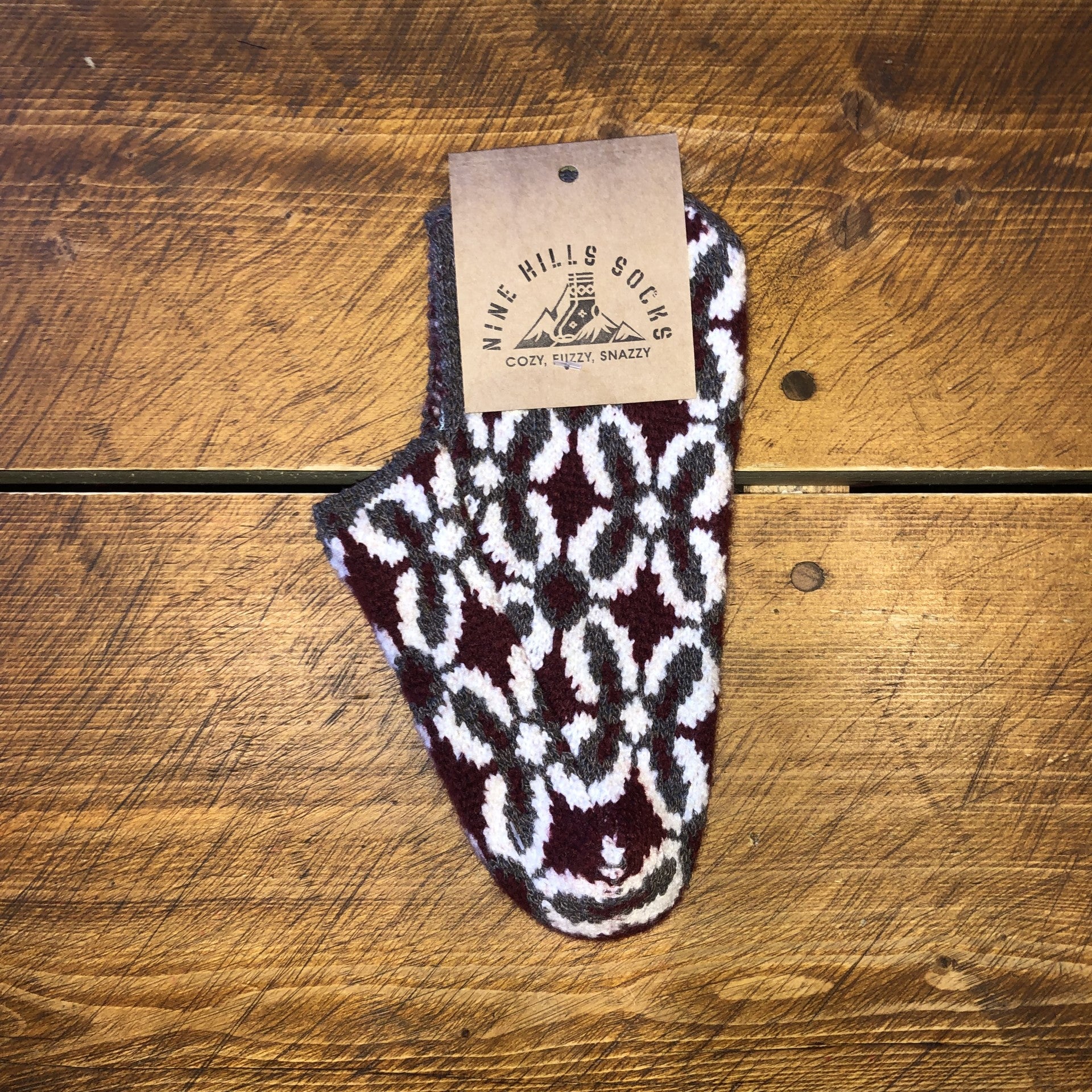 Buy flower-burgundy-brown Patik Wool Slipper Sock (Ankle)