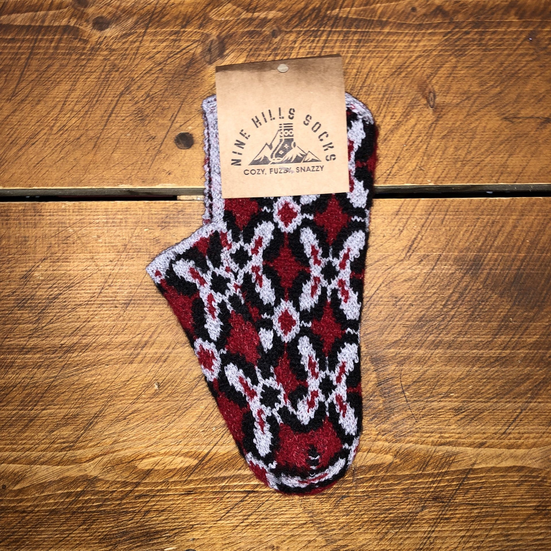 Buy flower-red-grey Patik Wool Slipper Sock (Ankle)