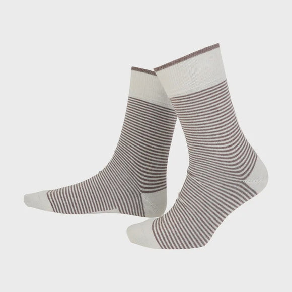 True Stripe Cotton Crew: Cream melange