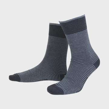 True Stripe Cotton Crew: Navy melange