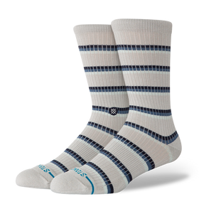 Multistripe Ribbed Crew: Grey