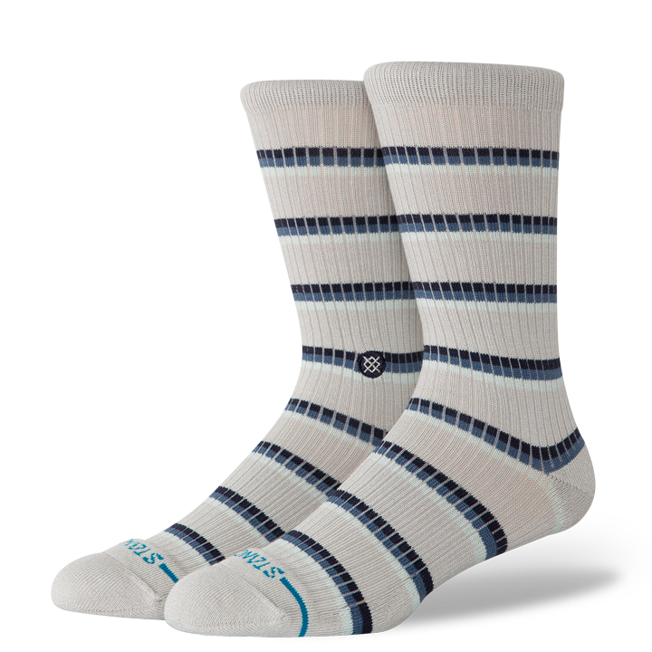 Multistripe Ribbed Crew: Grey