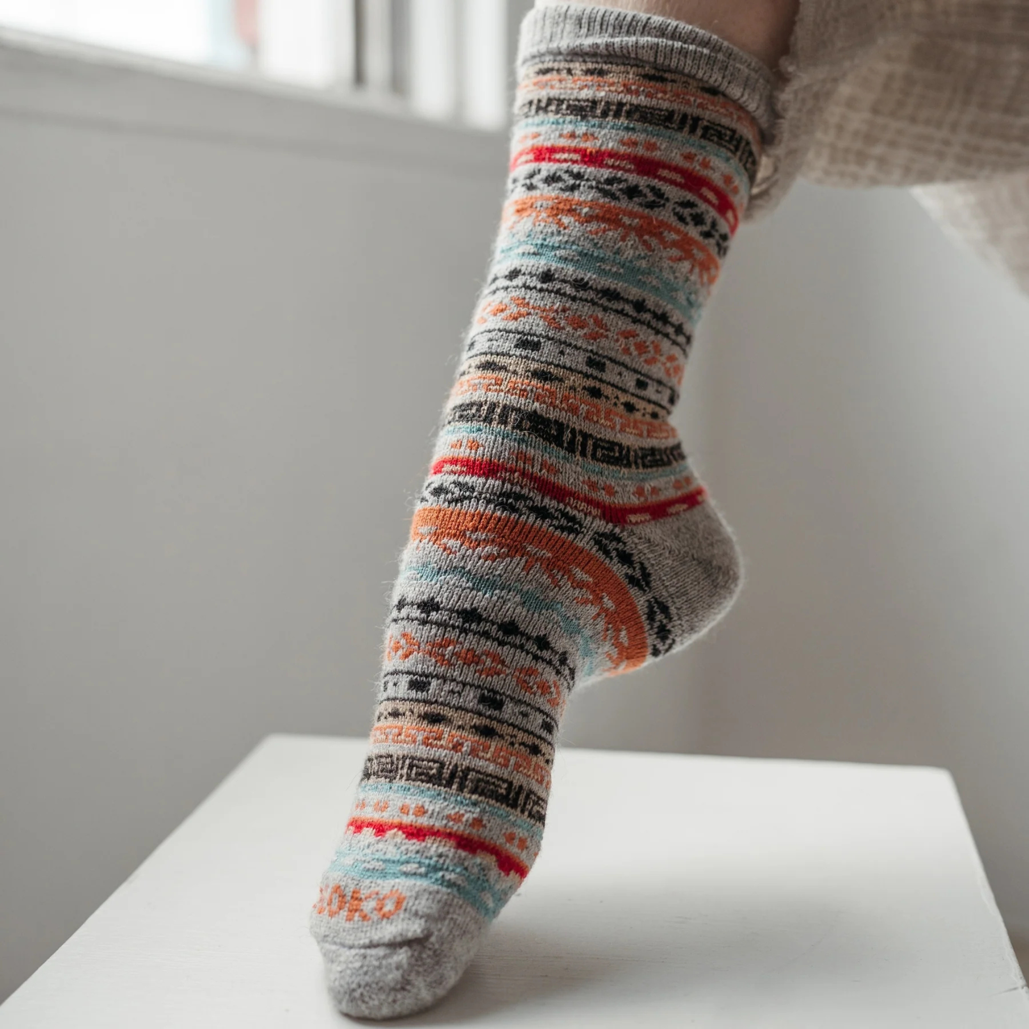 Alpaca Grey Crew Socks