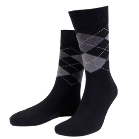 True Argyle Cotton Crew: Black