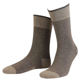 True Stripe Cotton Crew: Beige Melange