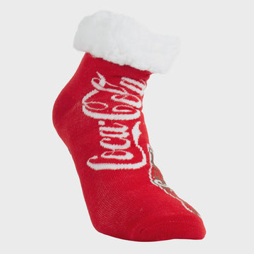 Coca Cola Sherpa grippy slipper sock