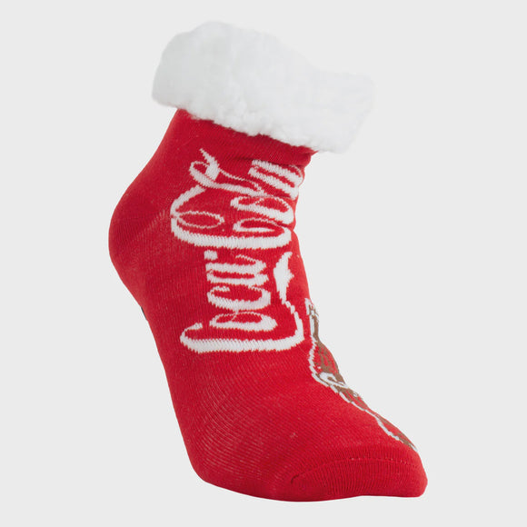 Coca Cola Sherpa grippy slipper sock