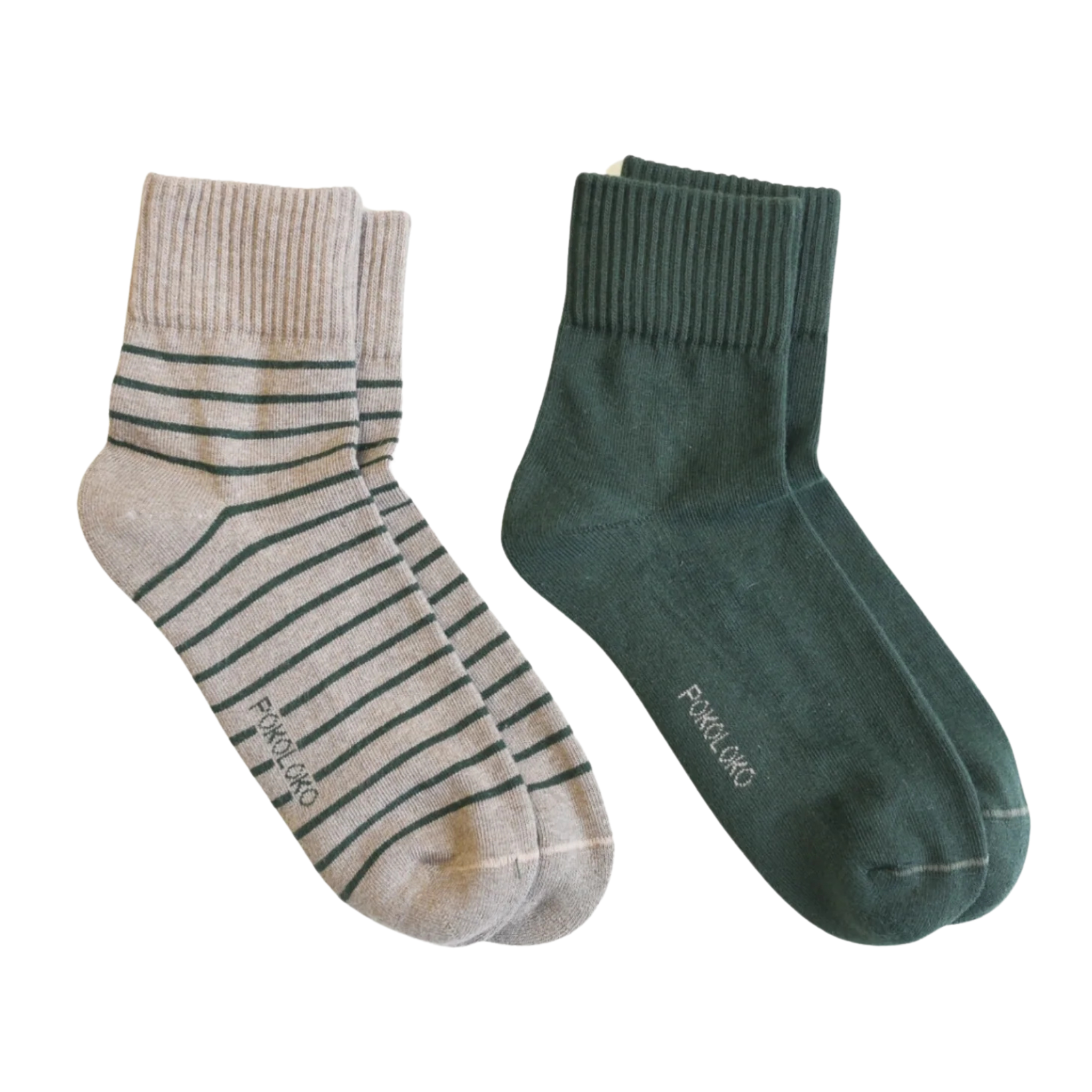 Striped and Solid Pima Ankle Socks: 2 Pack