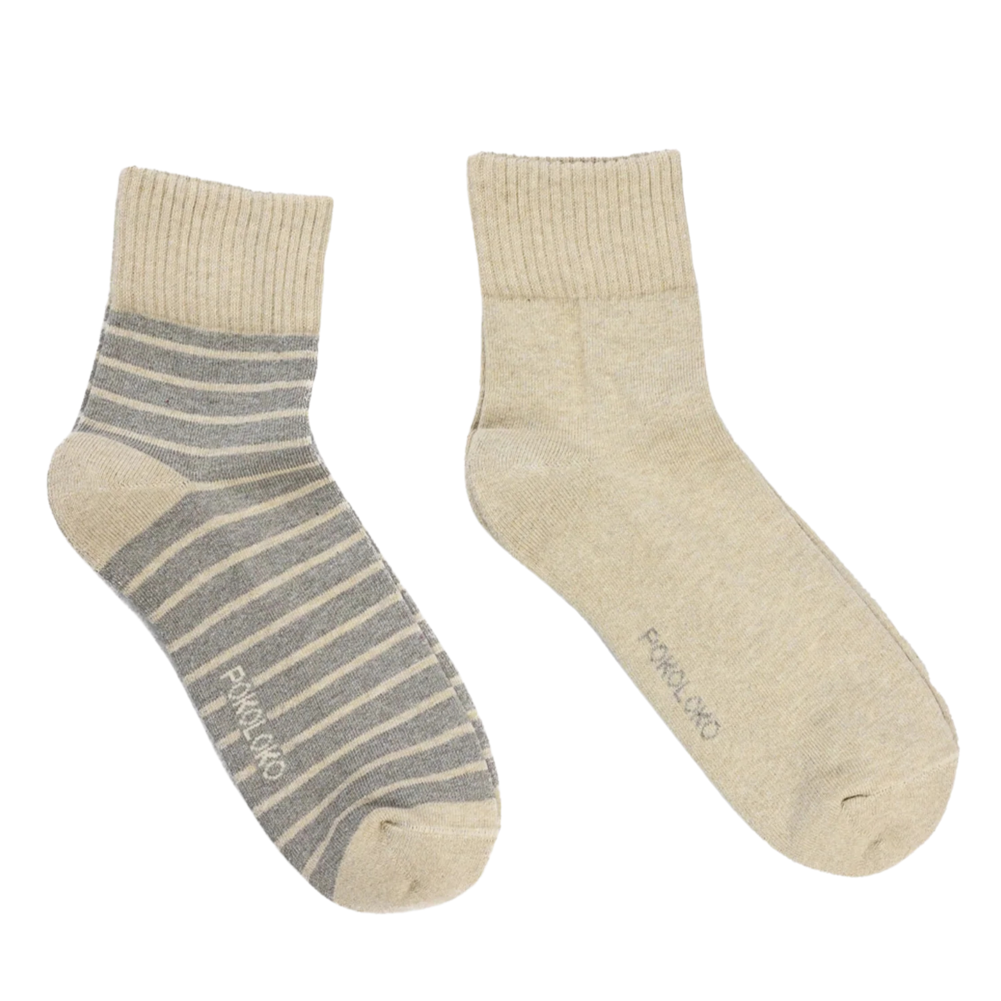 Buy honey Striped and Solid Pima Ankle Socks: 2 Pack