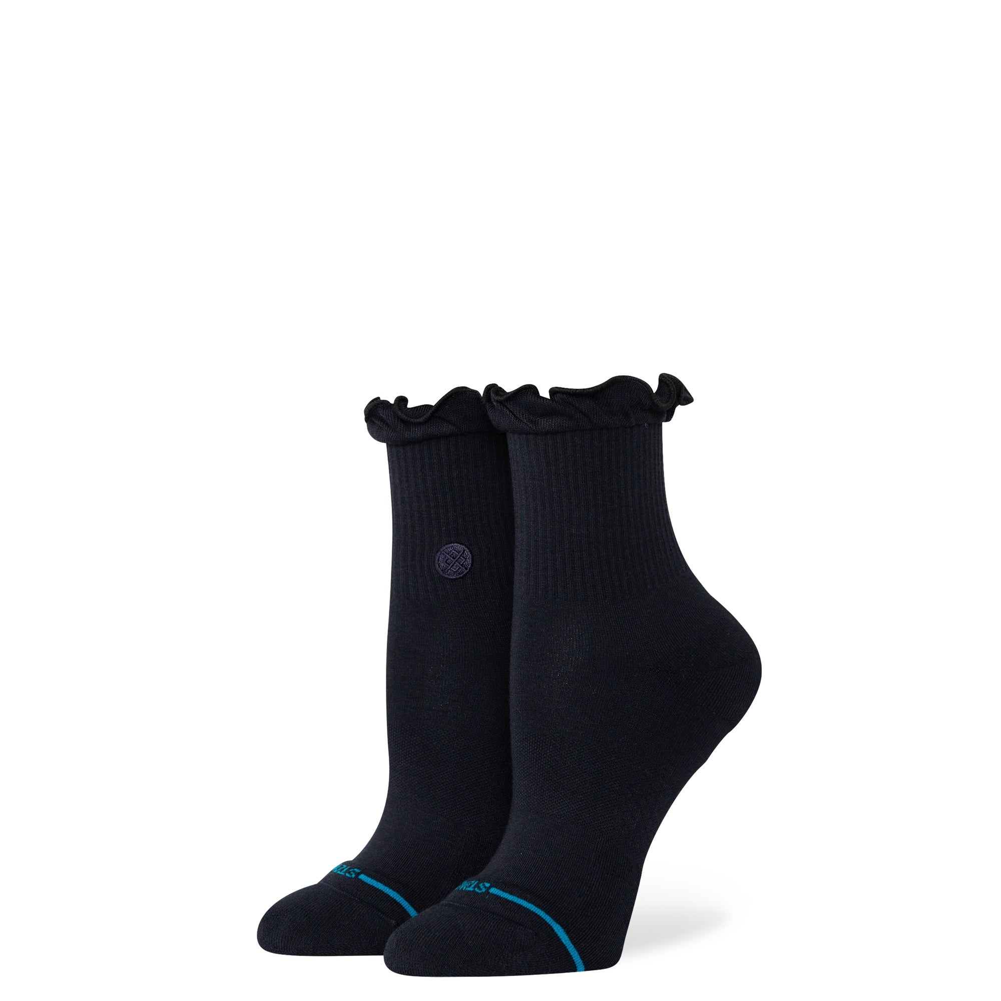 Ruffle Quarter Crew: Black (Women's)