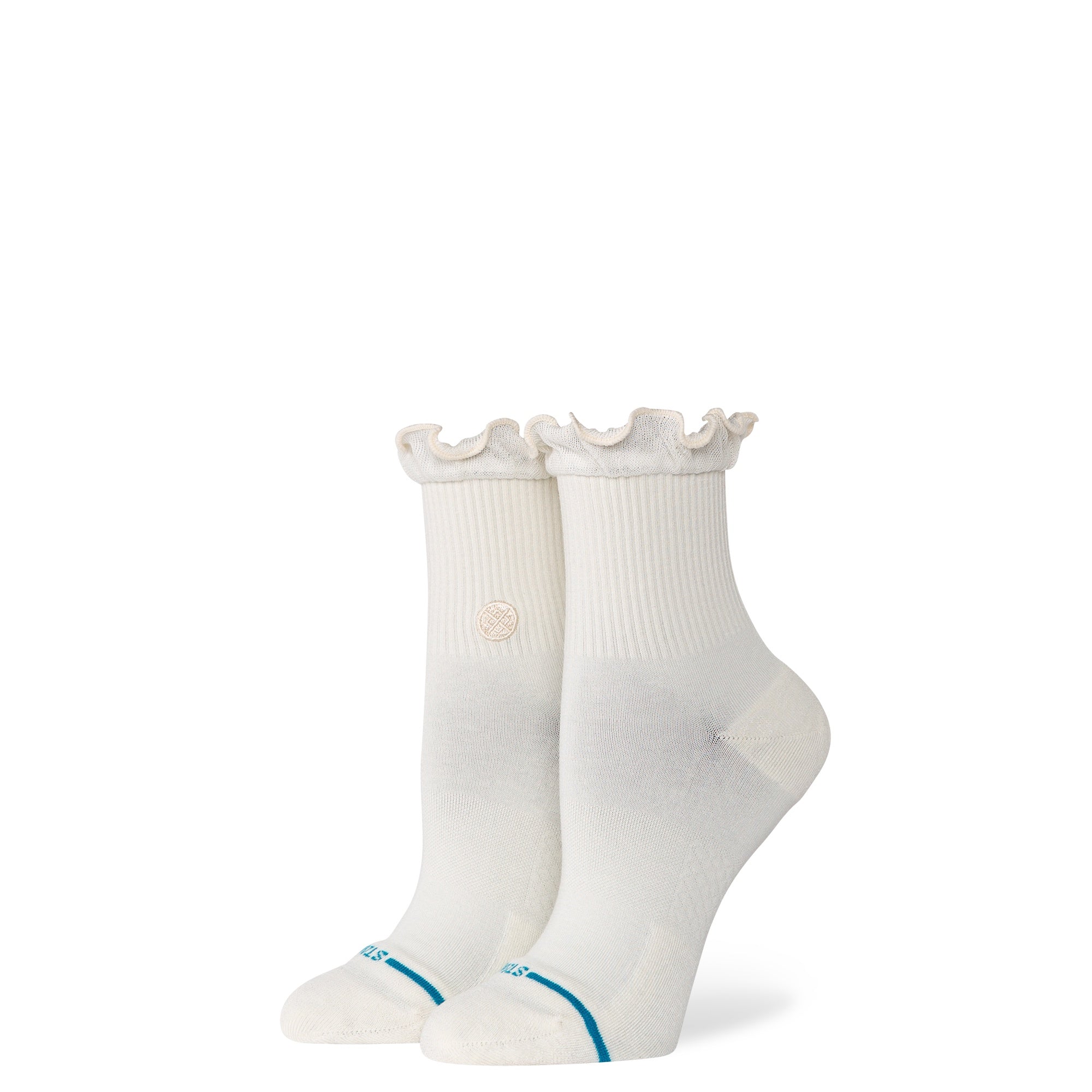 Ruffle Quarter Crew: Ivory (Women's)