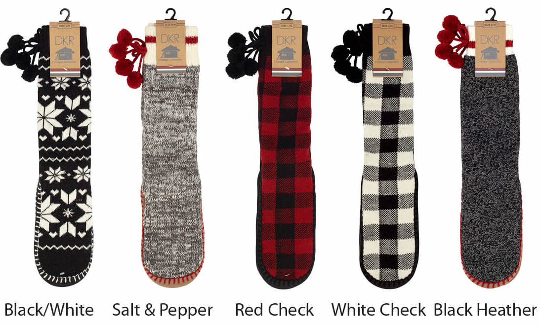 Buy white-check Cottage Lounge Slipper Sock
