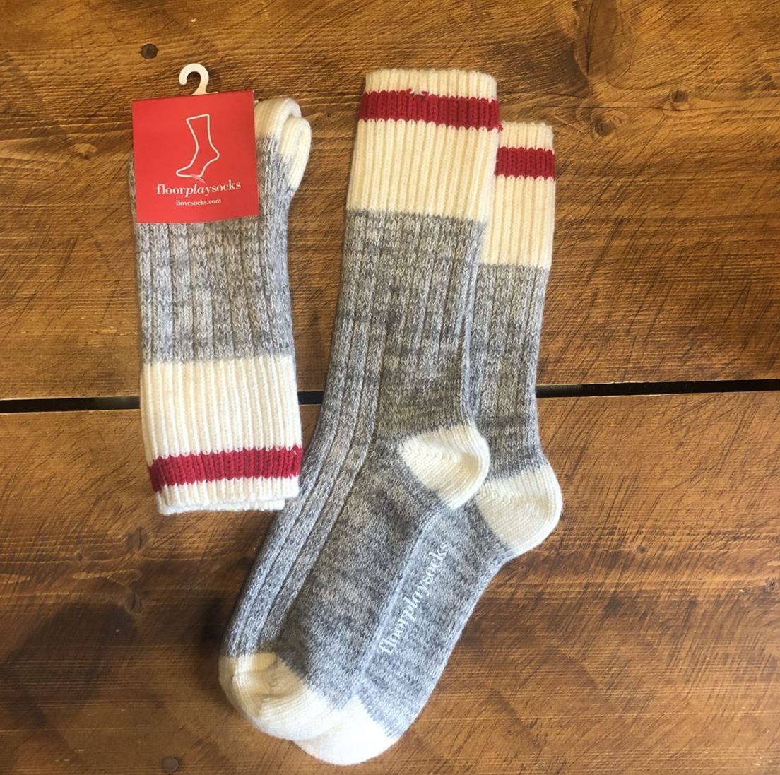 Men's Wool Boot Sock - Grey/Red